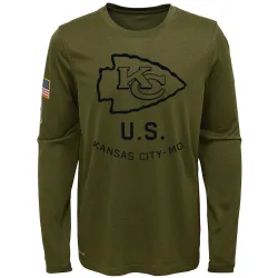 Kansas City Chiefs Youth Legend Olive 2018 Salute to Service Performance Long Sleeve T-Shirt