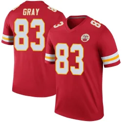 Kansas City Chiefs Youth Legend Red Color Rush Jersey (83 Noah Gray)