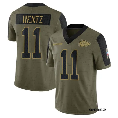 Kansas City Chiefs Youth Limited Olive 2021 Salute To Service Jersey (11 Carson Wentz)