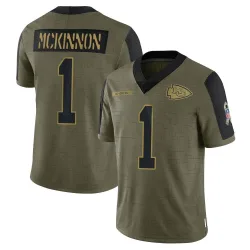 Kansas City Chiefs Youth Limited Olive 2021 Salute To Service Jersey (1 Jerick McKinnon)