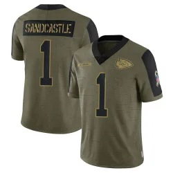 Kansas City Chiefs Youth Limited Olive 2021 Salute To Service Jersey (1 Leon Sandcastle)