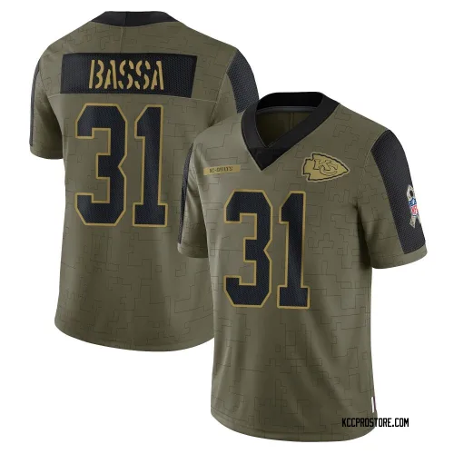 Kansas City Chiefs Youth Limited Olive 2021 Salute To Service Jersey (31 Jeffrey Bassa)