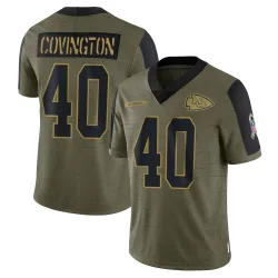 Kansas City Chiefs Youth Limited Olive 2021 Salute To Service Jersey (40 Jacobe Covington)