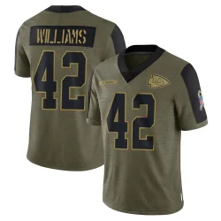 Kansas City Chiefs Youth Limited Olive 2021 Salute To Service Jersey (42 Major Williams)