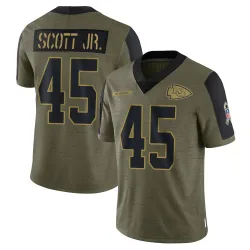 Kansas City Chiefs Youth Limited Olive 2021 Salute To Service Jersey (45 Eric Scott Jr.)