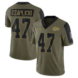 Kansas City Chiefs Youth Limited Olive 2021 Salute To Service Jersey (47 Eddie Czaplicki)