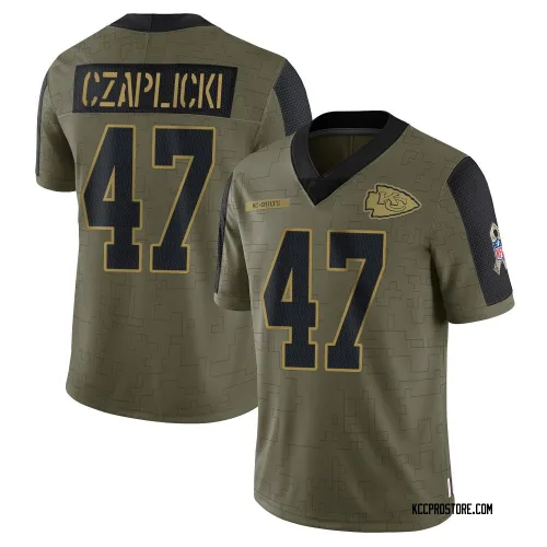 Kansas City Chiefs Youth Limited Olive 2021 Salute To Service Jersey (47 Eddie Czaplicki)