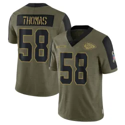 Kansas City Chiefs Youth Limited Olive 2021 Salute To Service Jersey (58 Derrick Thomas)
