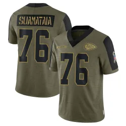 Kansas City Chiefs Youth Limited Olive 2021 Salute To Service Jersey (76 Kingsley Suamataia)