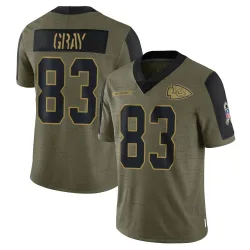 Kansas City Chiefs Youth Limited Olive 2021 Salute To Service Jersey (83 Noah Gray)