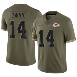 Kansas City Chiefs Youth Limited Olive 2022 Salute To Service Jersey (14 Bailey Zappe)