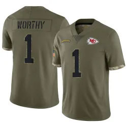 Kansas City Chiefs Youth Limited Olive 2022 Salute To Service Jersey (1 Xavier Worthy)