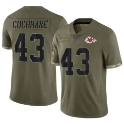 Kansas City Chiefs Youth Limited Olive 2022 Salute To Service Jersey (43 Jack Cochrane)