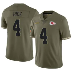 Kansas City Chiefs Youth Limited Olive 2022 Salute To Service Jersey (4 Rashee Rice)