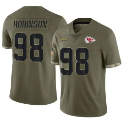 Kansas City Chiefs Youth Limited Olive 2022 Salute To Service Jersey (98 Janarius Robinson)