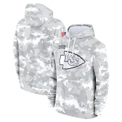 Kansas City Chiefs Youth White/Gray 2024 Salute To Service Pullover Hoodie